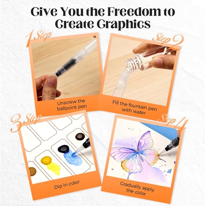 Creative Stress Relief Kit, 3-Fold Watercolor Painting Pad with Coloring Pages, Relaxation Art Set for Beginners and Hobby Artists, Portable Aquarelle Painting Book (D Set)