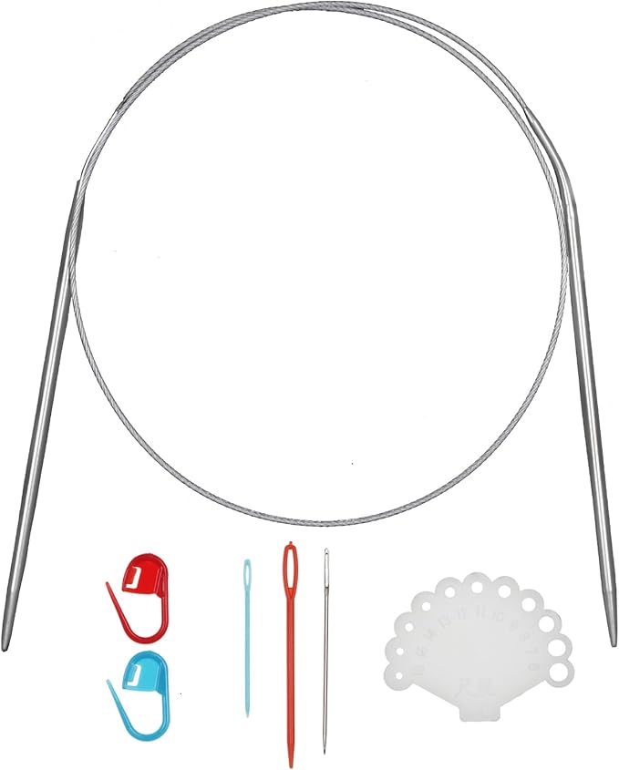 24inch (60cm) Stainless Steel Circular Knitting Needle Size US 3 (3.25mm) Metal Knitting Needles Set for Making Sweater Shawl Scarf