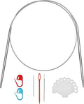 31inch (80cm) Stainless Steel Circular Knitting Needle Size US 1 (2.25mm) Metal Knitting Needles Set for Making Sweater Shawl Scarf