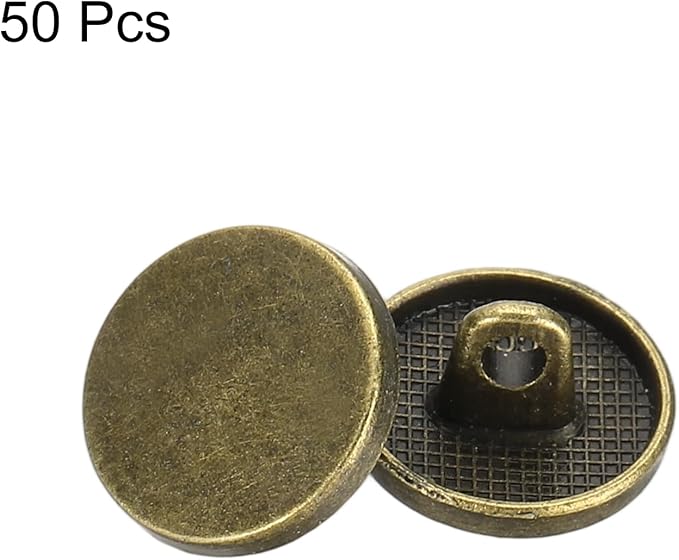 HARFINGTON 50pcs 20L Metal Round Flat Sewing Buttons 12mm Alloy Shank Craft Replacement Button for Men Women Suit Woolen Coat Shirt Trousers Sewing Crafts, Bronze