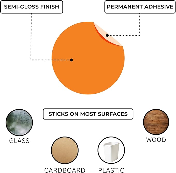 ChromaLabel 2 Inch Round Color Coded Stickers, Permanent Colored Circle Sticker for Arts and Crafts, Color Coding Label Sticky Dots - 500 Colored Stickers per Roll, Orange Label Sticker