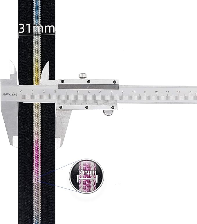 Sawoake 10 Yards Bulk Zipper(#5), White Nylon Coil Zipper with Gold Teeth by The Yards, Replacement Sewing Zipper with 10PCS Zipper Sliders for DIY Sewing Craft Bags(#5 Gold White)
