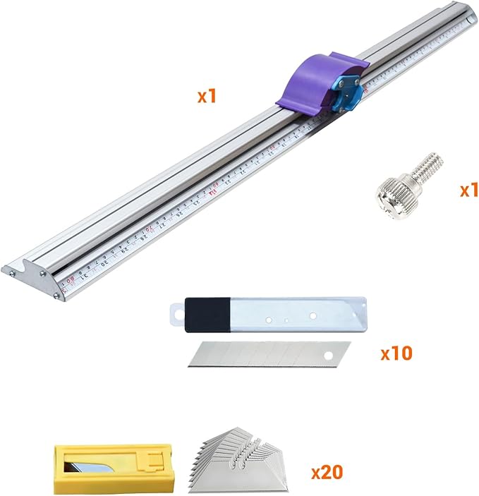 27 1/2" Manual Paper Trimmer with Double Scale Ruler, Precision Sliding Cutter for KT Board, Photo Paper, PVC & PET, Includes 30 Extra Blades