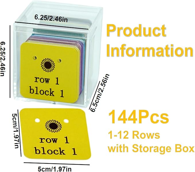 Cowenhey Quilt Block Row Markers, 1-12 Rows 144Pcs with Storage Box, Sewing Marking Tools Innovative Sewing and Quilting Notions, Paper Cardstock with Holes