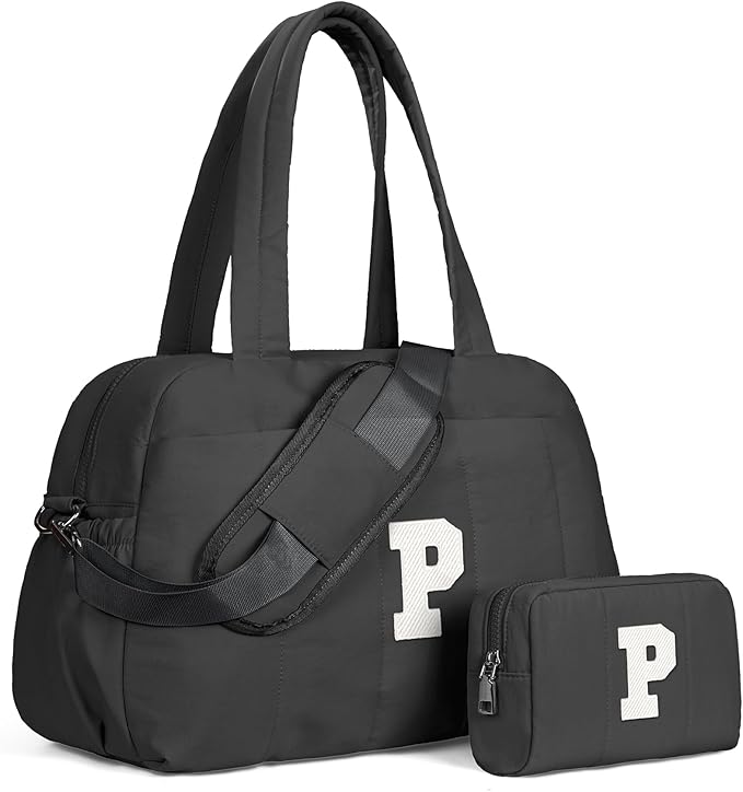 Teenage Girl Birthday Gift-Monogram Gifts-Women Duffle Bag with Initial, Personal Item Travel Bags，Gym Bag with Wet Pocket，Lightweight Travel Bags Personalized Tote with Makeup Pouch