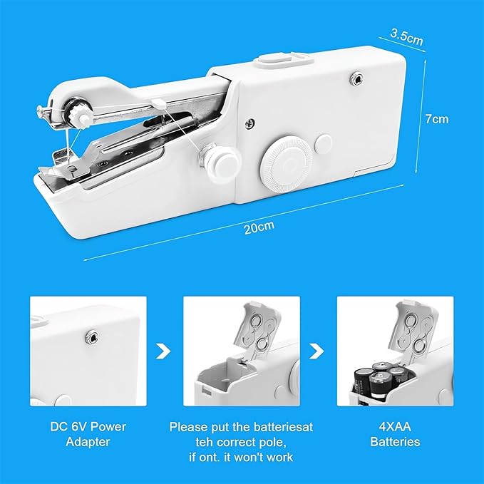 Portable Handheld Sewing Machine Kit Mini USB Electric Stitch Manual Hand Held Stitching Stapler Small Easy Sew Machine Beginners Travel Tiny Tailor Sewing Embroidery Tool Device Heavy Duty (Pink)