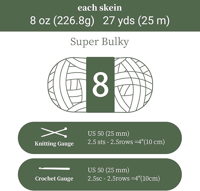 Chunky Yarn for Hand Knitting, No7 Thick Yarn, 250Grams 32Yards, Pack of 4, Perfect for Knitters and Crafters (Panda)