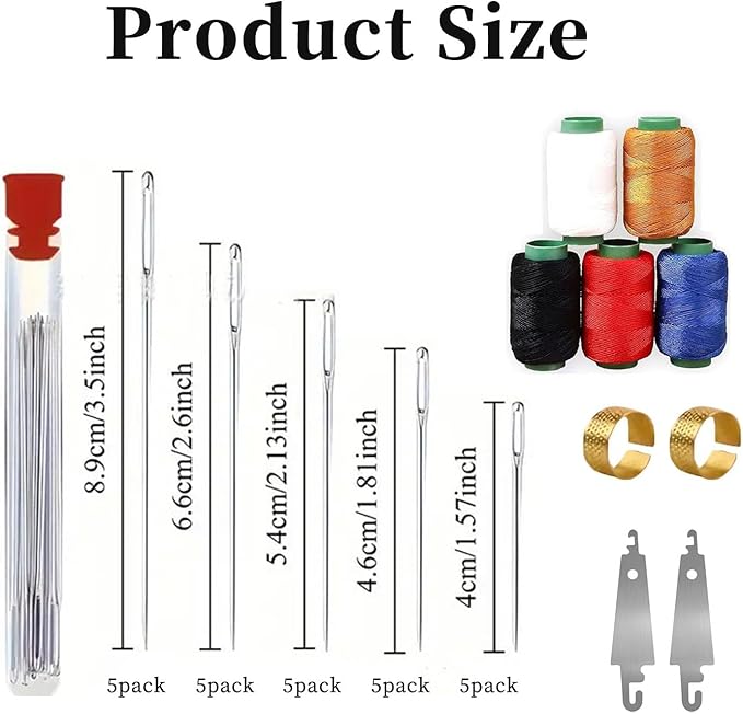 Stainless Steel Needles for Hand Sewing, 36Pcs Big Eye Steel Sewing Needles Kit, Portable DIY Hand Made Craft Set - Long & Thin Handmade Quilting Kit (36 Pcs)