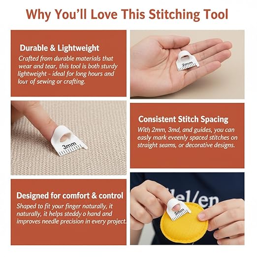 Edge Stitch Lock and Sewing Gauge-Sewing Gauge-Edge Sewing Lockranding Tool-Needle Gauge Quilting Ruler for Straight & Curved Seams for Beginners,Professional Sewers - 2/3/4 Mm, 3 Pcs,Plastic (White)