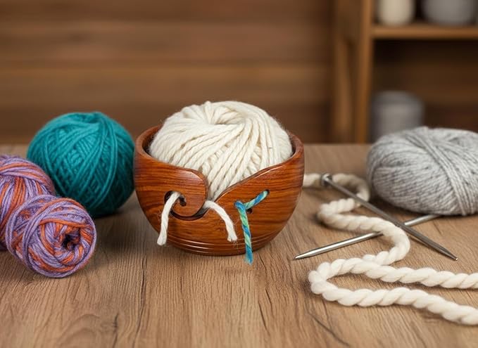 Personalized Wooden Yarn Bowl, Handmade Yarn Organizer Bowl, Rosewood Decorative Weaving Thread Storage bowls, Perfect for Mother's day Gifts