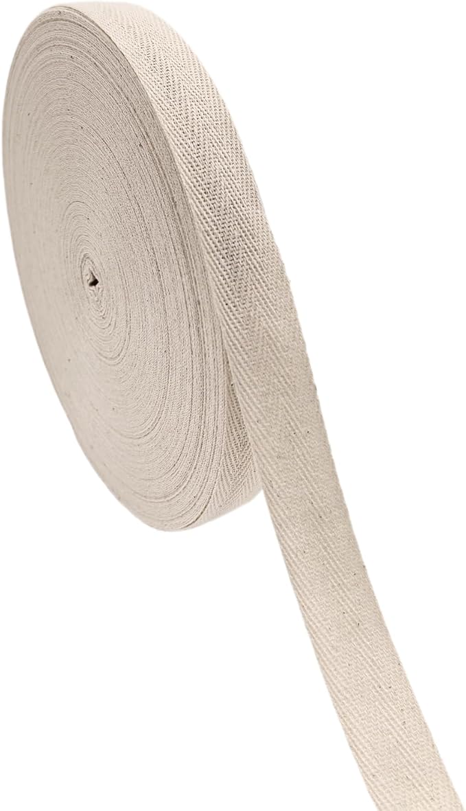 3/4 inch Natural White Herringbone Twill Tape for Sewing,Tags, Ties,Gift Wrapping Home Deco -40 YardsCotton Webbing Straps-Bias Binding Tape for Handles,Hoodie, DIY Crafts&Projects