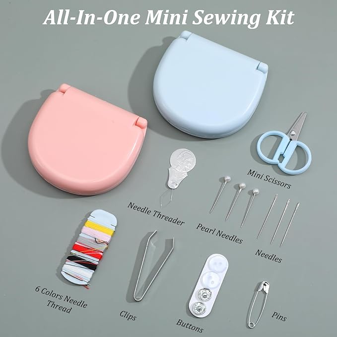 JIEYAO 50 Pcs Mini Travel Sewing Kits, Portable Small Emergency Sewing Repair Supplies with Needles Thread Scissor Buttons for Clothes Repair Home Travel Essentials