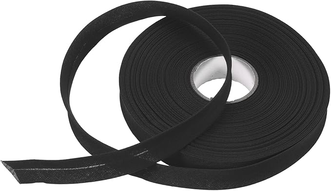 MECCANIXITY 3/4 Inch Single Fold Bias Tape Polyester Continuous Bulk Bias Tape for Sewing, Seaming Quilting Hemming Binding Crafts (Black 25 Yards)