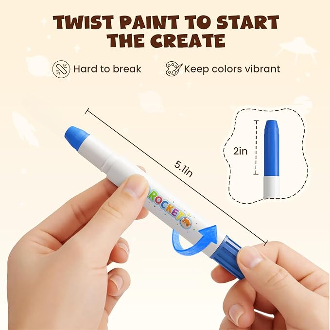 JUPITEARTH 36 Colors Tempera Paint Sticks, Washable Rocket Paint Sticks for Kids, Non-Toxic and Quick Drying