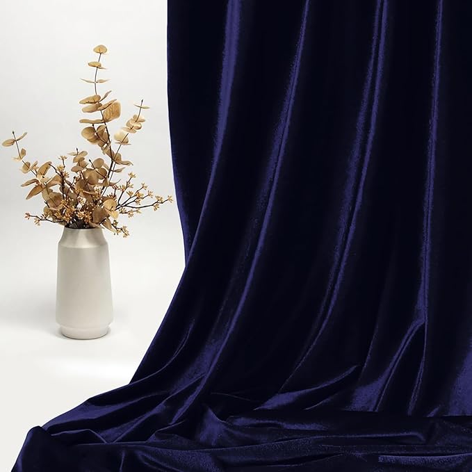KKJIAF Navy Blue Stretch Velvet Fabric 60 Inch Wide, 2 Yard Soft Stretchy Fabric for Sewing Clothes, Apparel, Costume, Crafts - 90% Polyester 10% Spandex