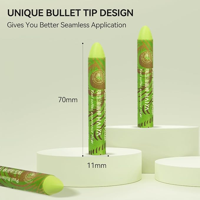Paul Rubens Green Yellow Oil Pastels (8 Pack) - Ultra-Creamy & Blendable, Bullet Tip for Precision - Premium Art Supplies for Drawing, Sketching & Painting - Ideal for Artists, Students & Beginners