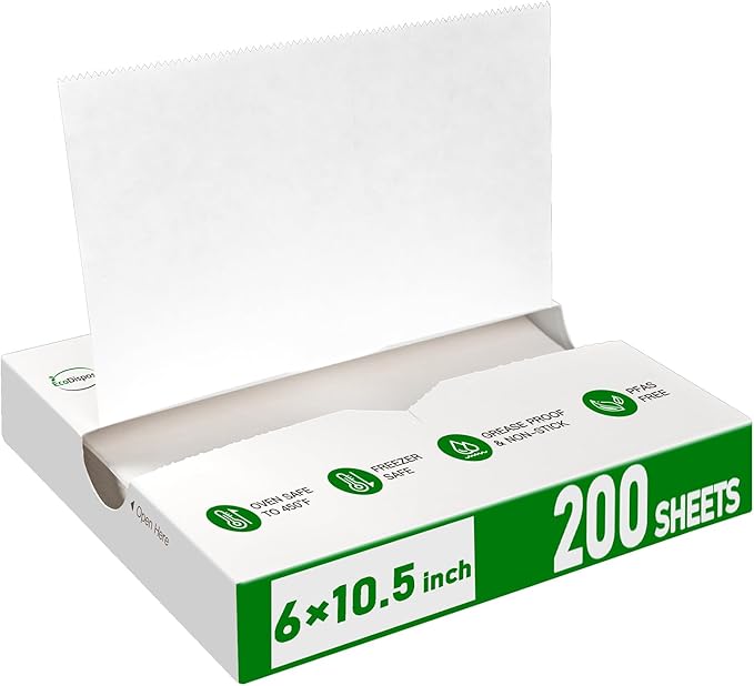 EcoDispose Precut POP UP Deli Paper Sheet Pack of 200, Interfolded Heavy Paper for Food Wrap and Serving (6" x 10-1/2", White）