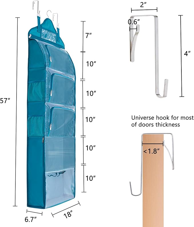 MYBAGZING Hanging Yarn Storage Organizer –Over-The-Door Crochet Organizer with Both Front and Side Zipper Closure -Large Capacity Clear Yarn Holder for Crochet Hooks, Knitting Needles & Accessories