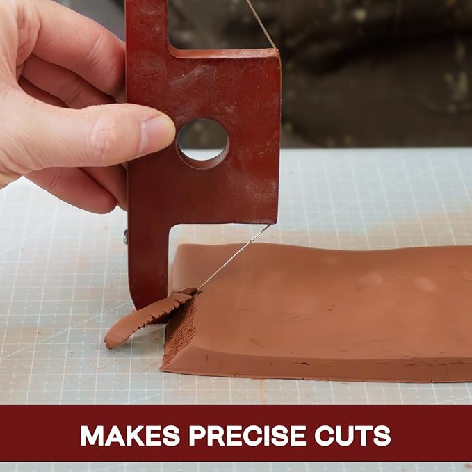 Mowawa Pottery Tools Angle Cutting Clay Trimming Tool for Ceramics and Sculpting, Wooden Handles and Wire Bevel Clay Cutter, Polymer Clay Art Tools for Kids Adults