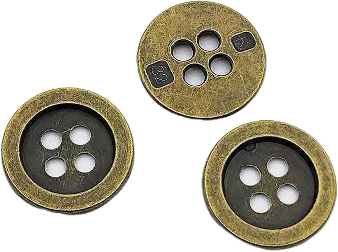 20PC Metal Buttons 4 Hole Antique Bronze Round Vintage Sewing Buttons 20mm