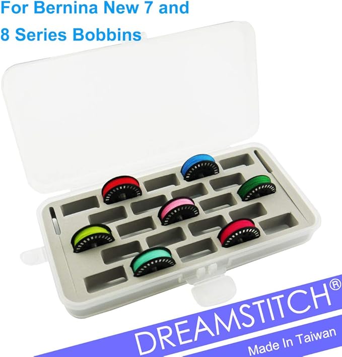 DREAMSTITCH Bobbin Case for Bernina New 7 and 8 Series Jumbo Bobbin Sewing Bobbin Storage Case and Saver Holds 23 Bobbins Box Organizer - Gray