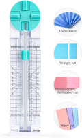 Paper Trimmer Craft Paper Cutter: 4 Style Multi-Function Scrapbooking Tool with Dial Blades of Straight,Wave,Dotted,Perforated,Creasing for Cutting Paper,Coupons,Photos,Postcards,Scrapbook,Card
