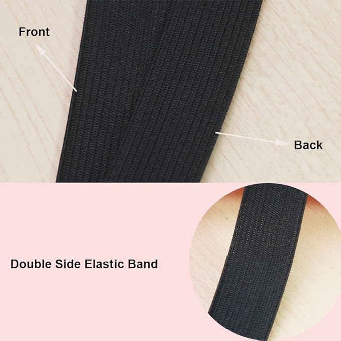 Black Knit Elastic Band for Sewing 20mm 3/4 inch 40 Yards Flat High Elasticity Straps- Wide Stretchy Knit Elastic Bands for Pants-Waistband-Wigs-Bedspread-DIY Clothing Crafts