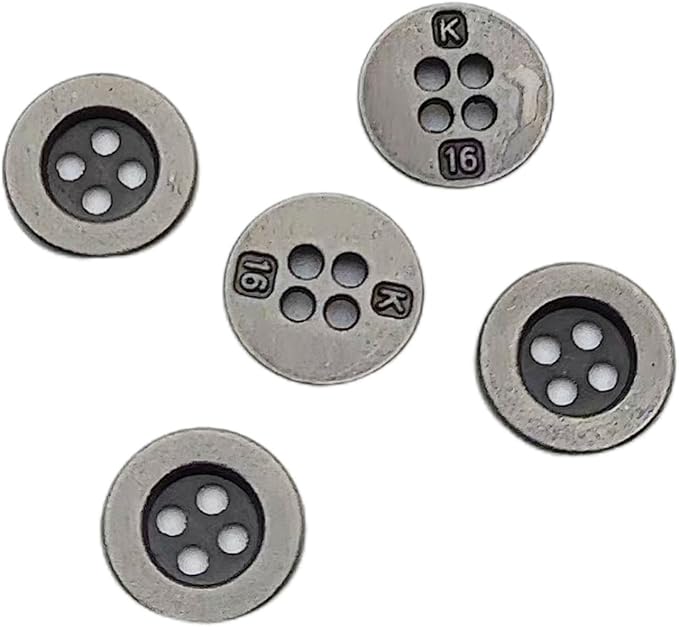 50PC Metal Buttons 4 Hole Antique Silver Round Vintage Sewing Buttons 10mm