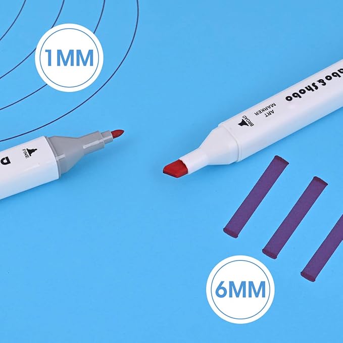 Dabo&Shobo 120 Colors Alcohol Drawing Markers, Dual Tip Art Markers, Fine & Chisel Tip, Chisel Coloring Marker For Adult Coloring