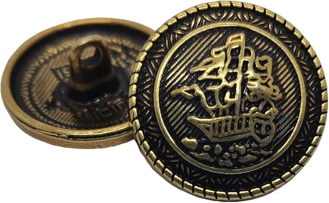 14 Pieces Old Gold Button Vintage Antique Metal Buttons Set 15mm 20mm for Blazers, Suits, Sport Coats, Uniform, Jackets (MBM29)