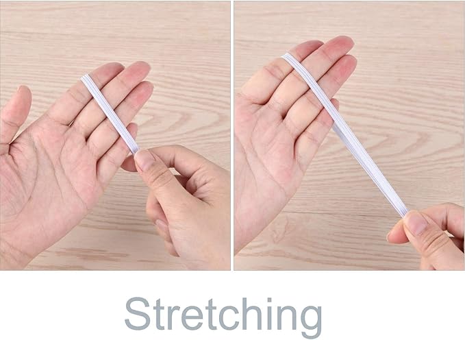Coopay 100 Yards Length 1/4" Width Elastic Bands Flat Elastic Cord Rope Heavy Stretch Spool Knit for Sewing DIY Projects, Arts & Crafts (White, 1/4 Inch)