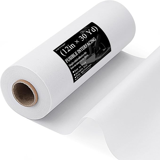 Light Weight 12"X 30 Yards Fusible Interfacing for Sewing,Iron-On Non-Woven Interfacing Fabric Polyester Single-Sided Interfacing for Sewing Supplies