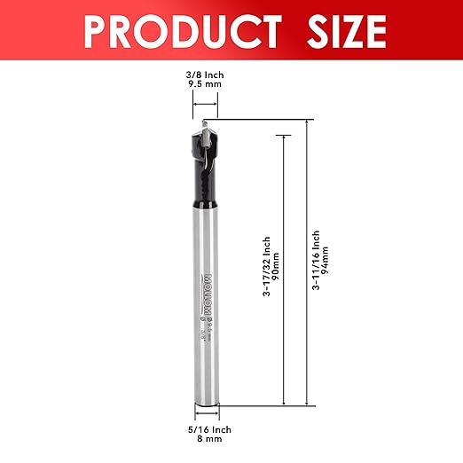 Mollom 3/8" (9.5mm) Forstner Drill Bit for Precise Woodworking with Durable YG8 Carbide Thickness of 1.6mm,This Hinge Cutter Tool is Ideal for Hard Wood, Plastic, Plywood