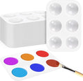 Bercoor 52 PCS Plastic Paint Palettes, 6 Well White Rectangular Watercolor Oil Palette Painting Tray Artist Craft Palettes for Painting Party, DIY Craft and Art Painting