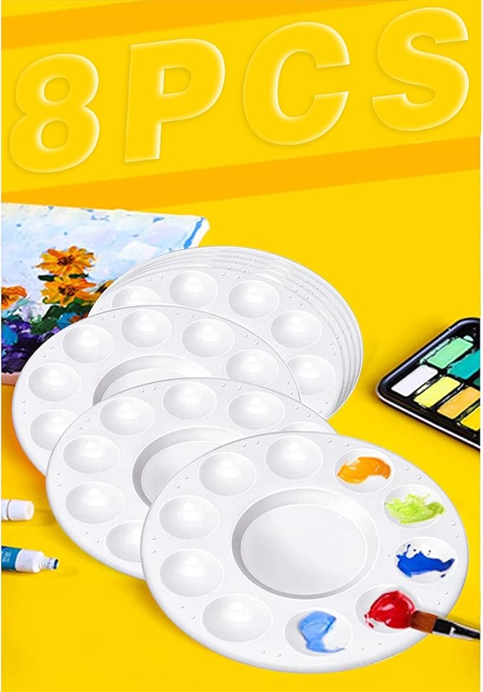 Paint Tray Palettes, Plastic White Palettes for Kids & Students,Paint Tray for Art Class,Craft DIY or Have a Birthday Painting Party-8pcs