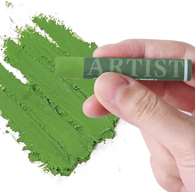 Mifuner Soft Oil Pastels Set (6 Sticks,6 Colors),Colors Heavy Oil Pastels Vibrant and Creamy,Pastel Art Supplies for Artists,Gallery Oil Painting Stick Adult Art Drawing. Green