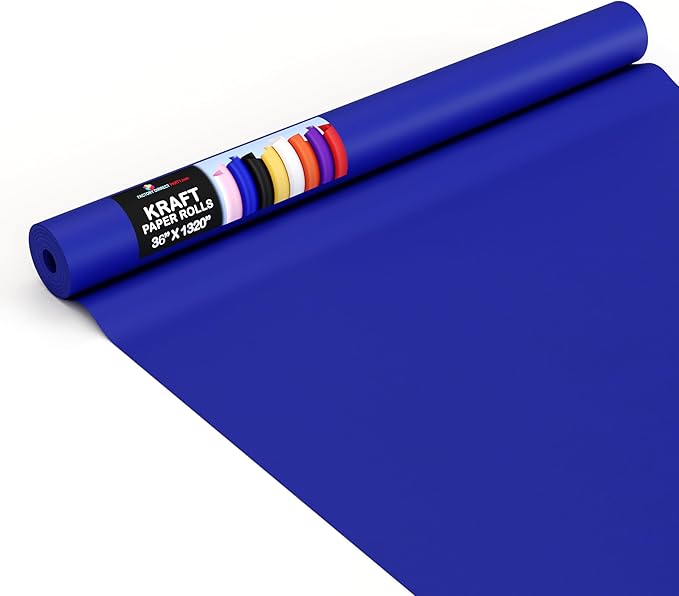 Crown Display Dark Blue Kraft Paper Roll - 36" X 1320" (110' Ft) - Perfect for Shipping & Packing - Craft Paper Roll