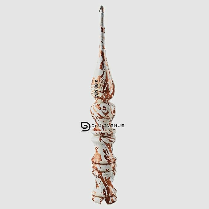 Wooden Crochet Hook – 5mm White & Brown Smooth Handmade Bamboo Hook for Yarn, Ergonomic Lightweight Crochet Tool for Beginners & Experts