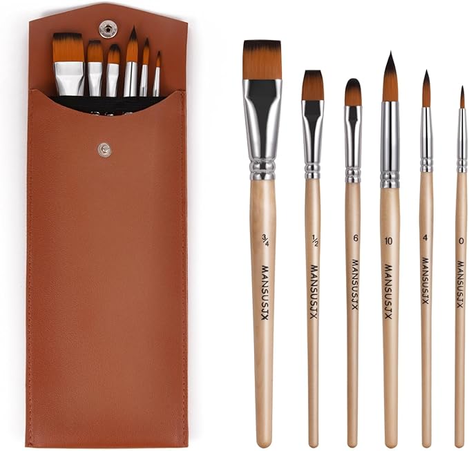 Travel Watercolor Brushes for Artists Set of 6 Paint Brushes for Watercolors & Versatile in Gouache, Oil - Premium Art & Travel Kit