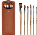 Travel Watercolor Brushes for Artists Set of 6 Paint Brushes for Watercolors & Versatile in Gouache, Oil - Premium Art & Travel Kit
