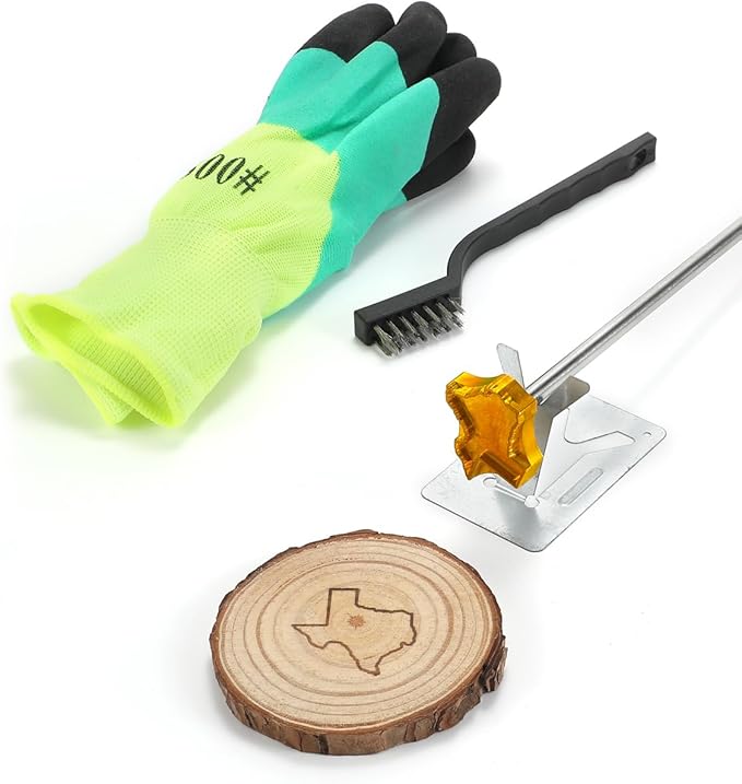 AIMOADO Texas Branding Iron, 1 1/2" Brass Branding Iron Stamp for Hats Wood Leather
