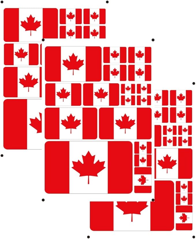 vmcoatdu Canada Flag Laser Printing Sticker 3 Pcs Decal in Multiple Sizes Stickers (Red Canada)