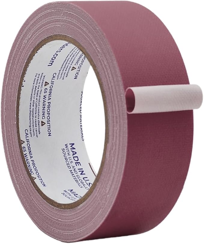 WOD GTC12 Gaffer Tape, Burgundy Low Gloss Finish Film, 1.5 inch x 60 ft. Residue Free, Non Reflective Cloth Fabric, Secure Cords, Water Resistant, Photography, Filming Backdrop, Production