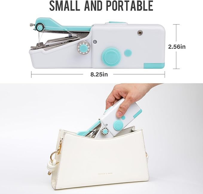 Handheld Sewing Machine CS101,Sewing Machines for Beginners,Portable Electric Mini and Samll Hand Held Sewing Machines Kit for Adults and Kids White and Green Set