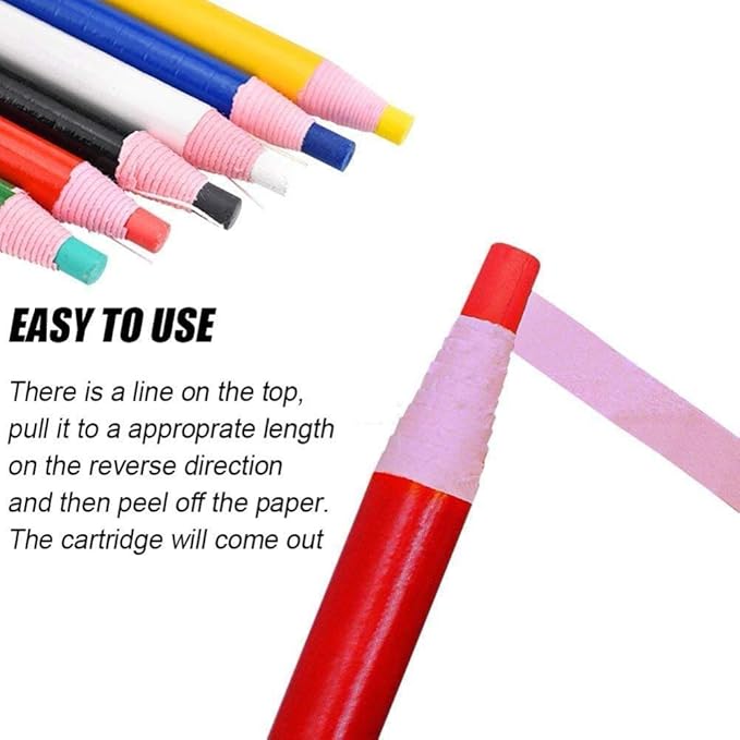 12 Pieces Sewing Mark Pencil Tailor's Marking and Tracing Tools Free Cutting Crayons Sewing Fabric Pencil 6 Colors (6 Colors)