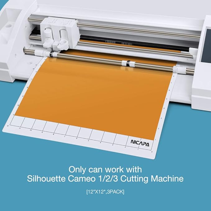 Nicapa Replacement Cutting Mat for Silhouette(12x12 inch 3pack-Standardgrip、Lightgrip、Stronggrip) Adhesive&Sticky Non-Slip Flexible Square Gridded Cut Mats Set Matts Vinyl Craft Sewing Cloth