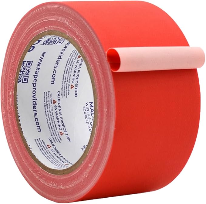 WOD GTC12 Gaffer Tape, Red Low Gloss Finish Film, 2.5 inch x 60 ft. Residue Free, Non Reflective Cloth Fabric, Secure Cords, Water Resistant, Photography, Filming Backdrop, Production