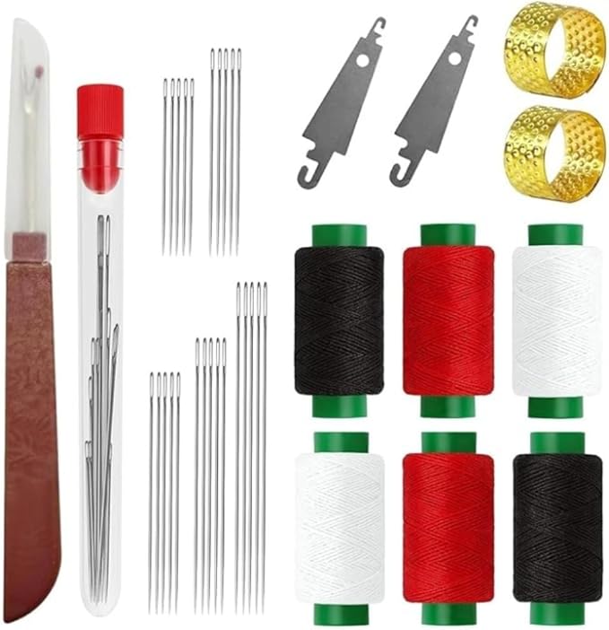 Big Eye Steel Sewing Needles kit，Sewing Tool Kit with Needle Threaders, 37 Pieces, Steel Needles and Threading Tools for Hand Sewing
