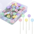 200pcs Colored Sewing Pins for Fabric Flat Head Straight Pins with Storage Box Quilting Pins Fixed Sewing Marker Needle for Dressmaker,Sewing Project,Jewelry Making, DIY Craft (Button)