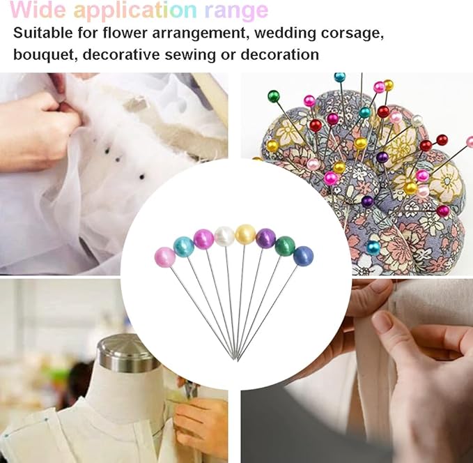 100 Pcs Multicolor Sewing Pins 65mm/2.55in Straight Pins Pearlized Ball Head Quilting Pin Corsage Stick Pin for Fabric Sewing Quilting and DIY Sewing Crafts (65mm/DT)